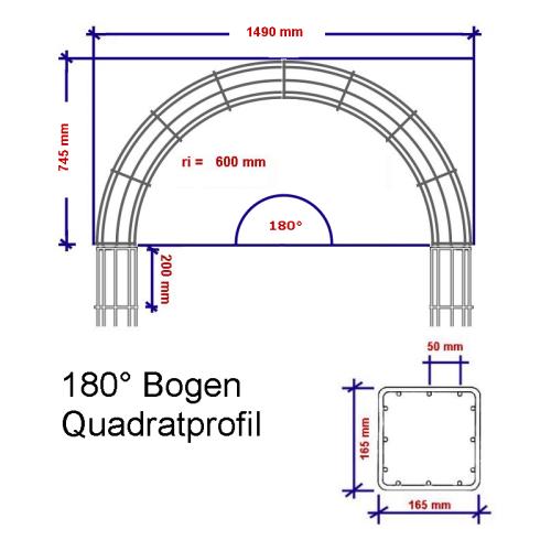 Ranko® Ranksäule Quadrat, Rundbogen 180°, 600 mm, beschichtet