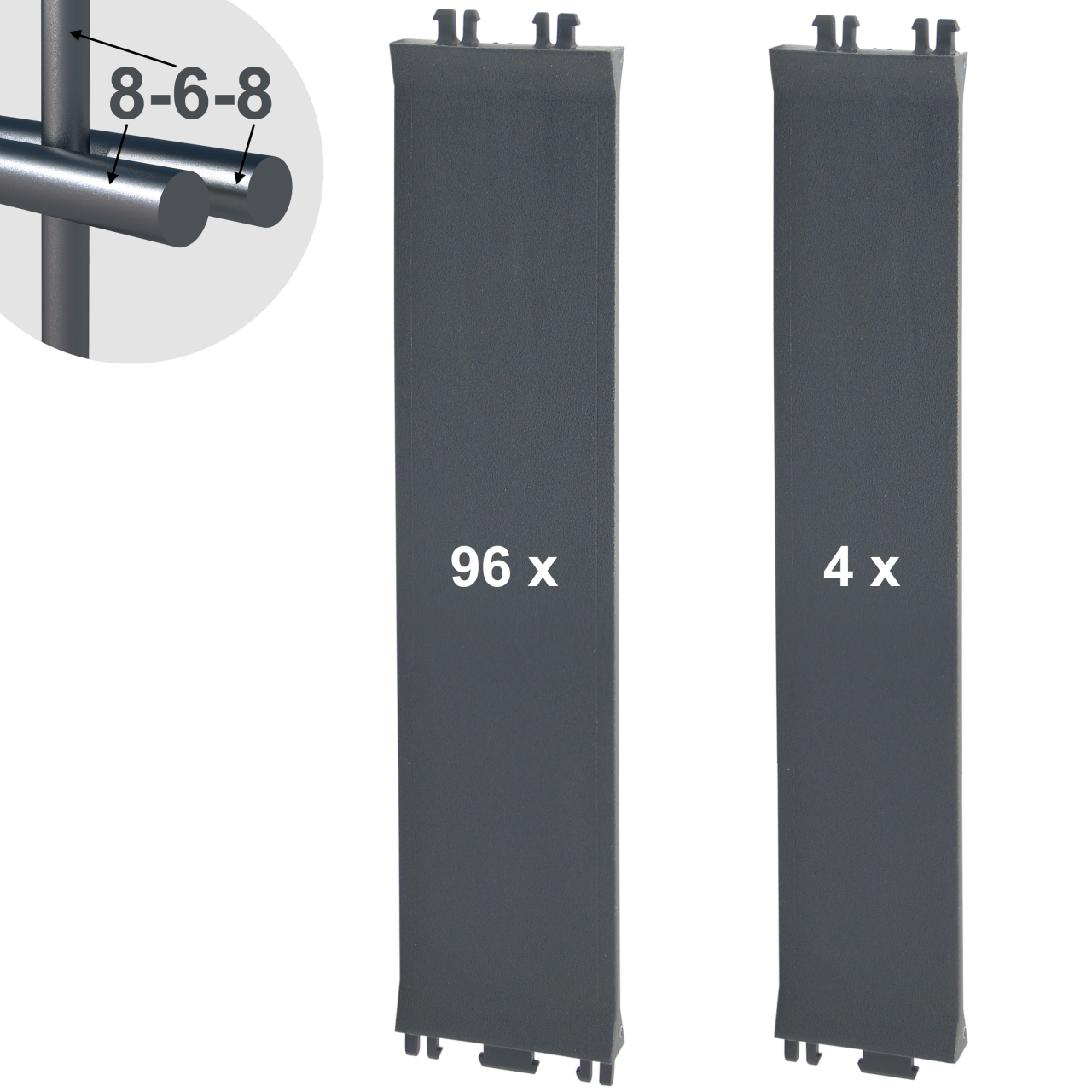 Sichtschutz Clips 8-6-8 mm Anthrazitgrau (100 Stück)