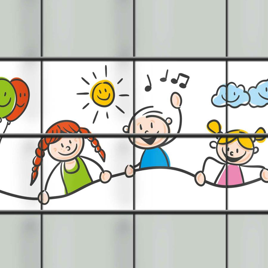 Sichtschutzstreifen Druck Happy Kids (2er-Set)