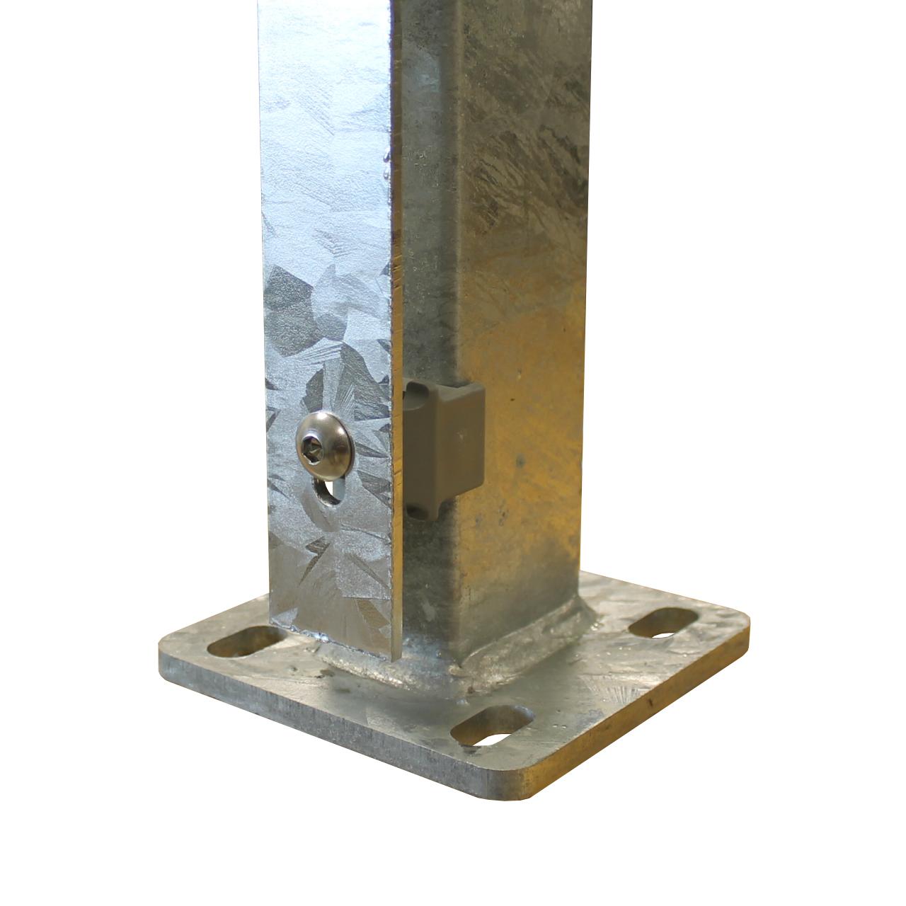Höhe 1230 mm verzinkt, Zaunpfosten Typ HS Mitte Bodenplatte