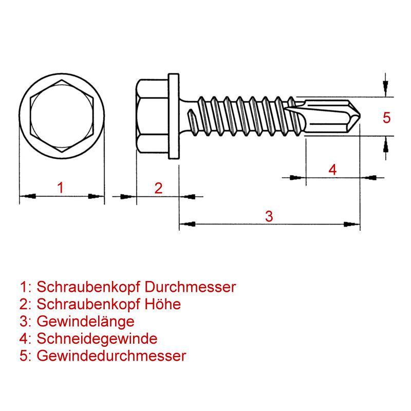 Selbstschneidende Bohrschraube 6,3 x 38 mm verzinkt