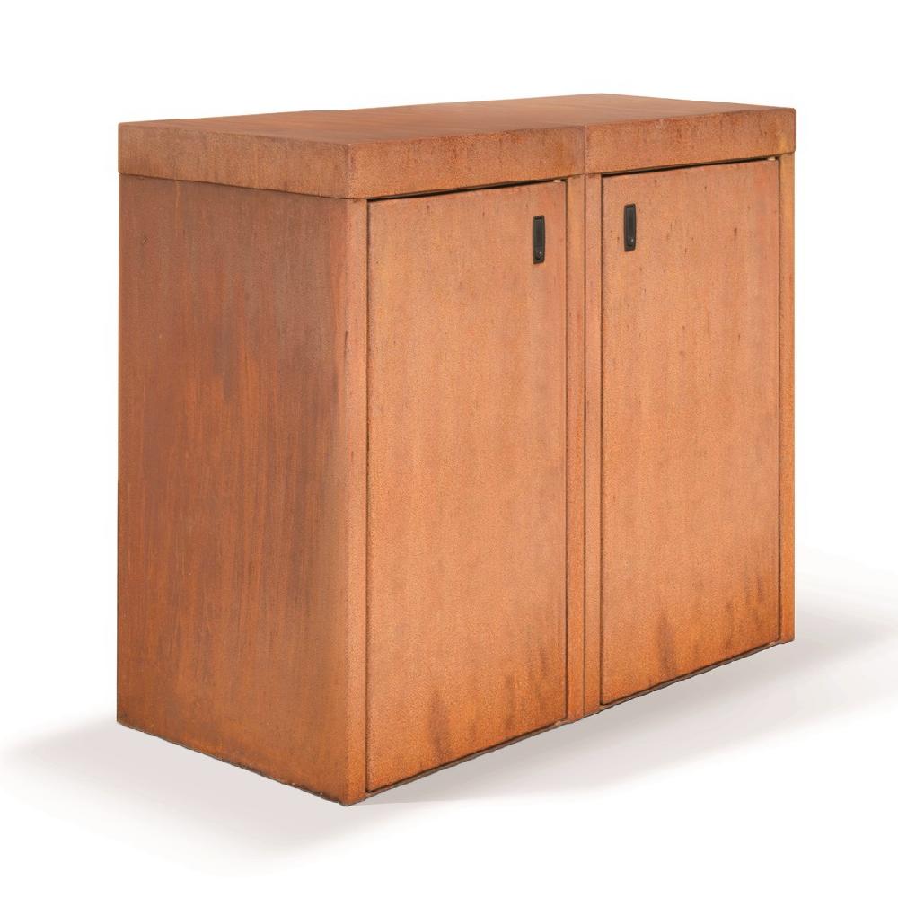 Mülltonnenbox 140 Liter Corten - Doppelt