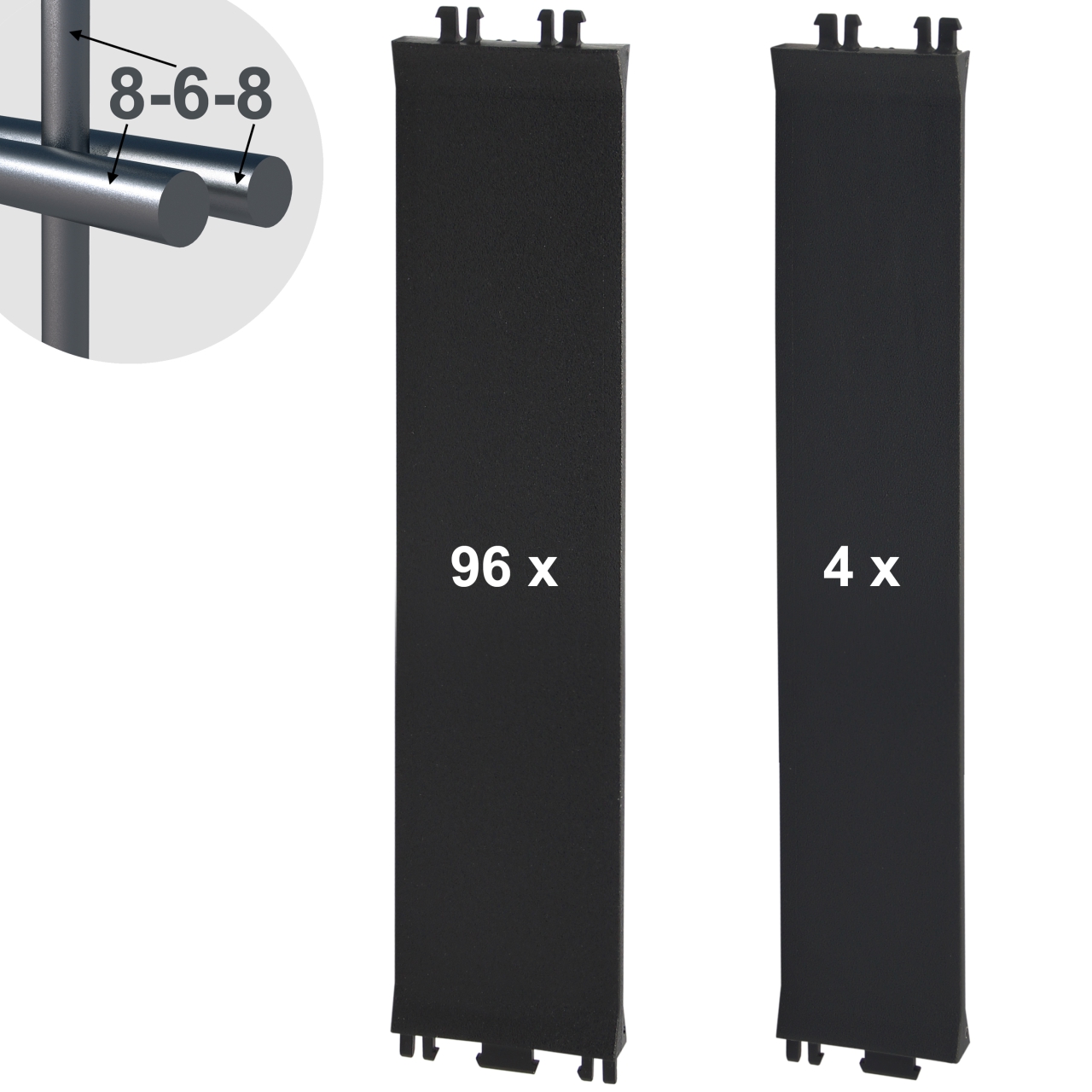 Sichtschutz Clips 8-6-8 mm Schwarz (100 Stück)