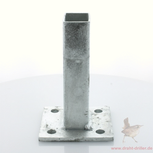 Bodenplatte für Rechteckrohr 60 x 40mm, 100 x 100 x 4,0 mm, verzinkt