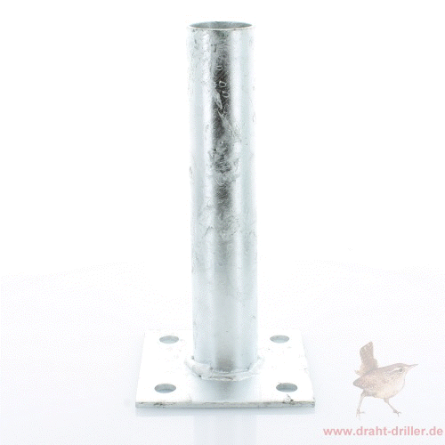 Bodenplatte für Rundpfosten 42mm / 100x100x4,0mm lang verzinkt