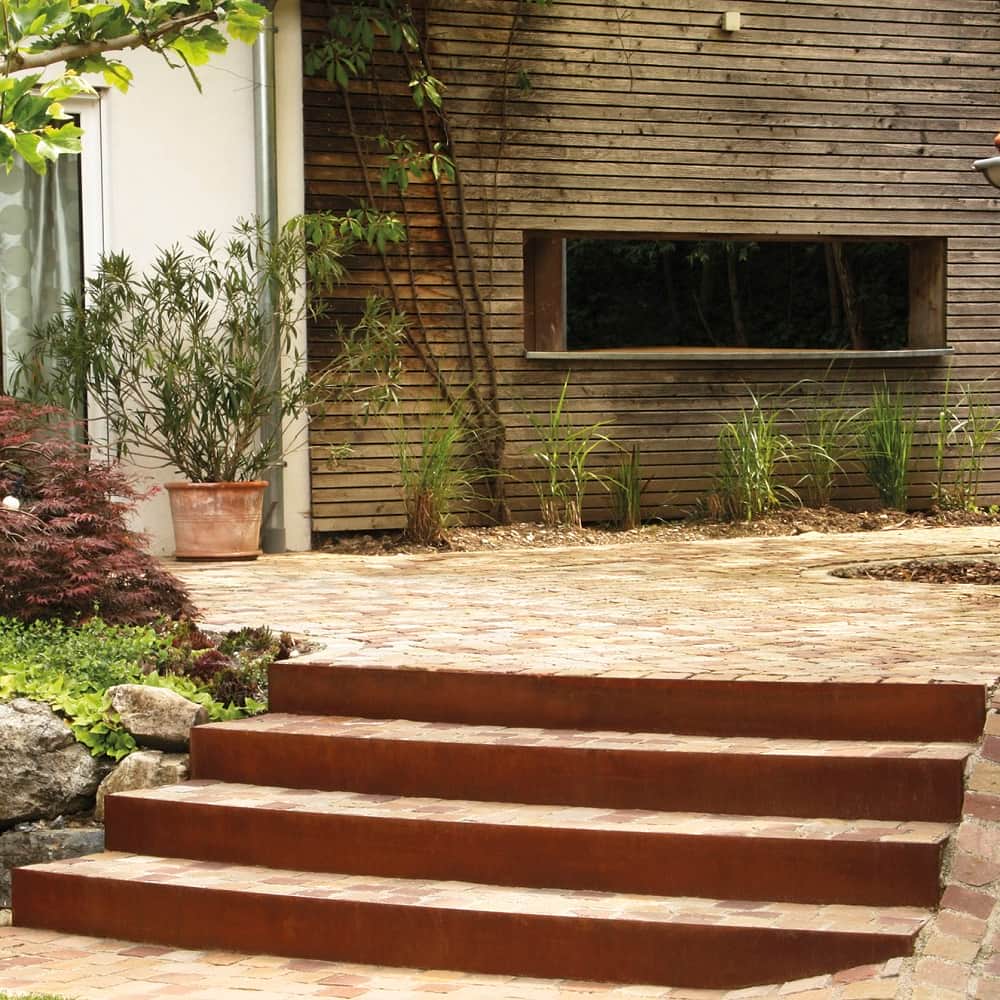 Treppenstufe Scala Corten-Stahl - 1000 mm gewölbte Stufe