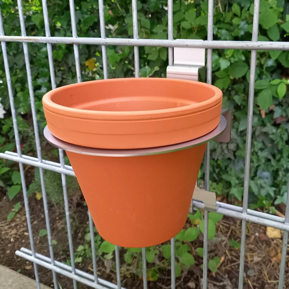 Blumenkastenhalter Doppelstabmatte Ø 140 mm V2A + Topf