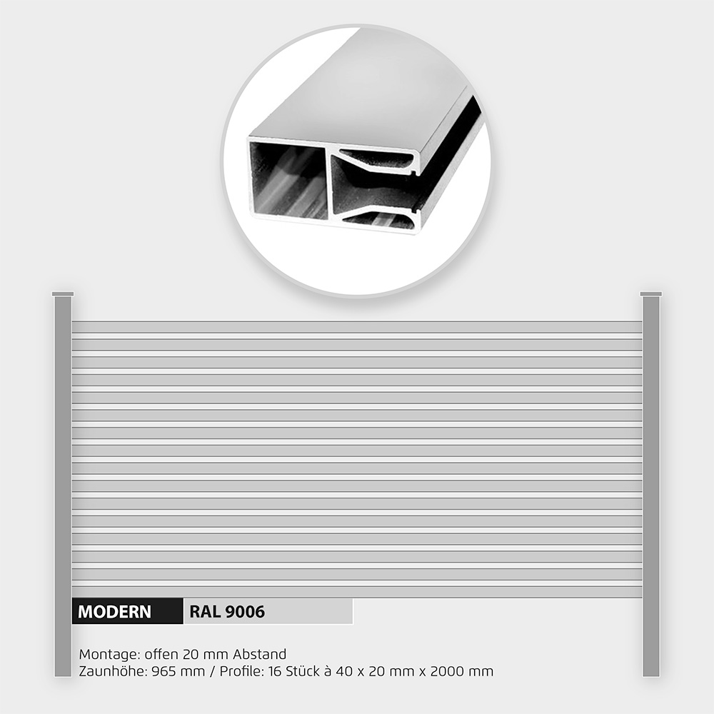 Füllung Aluminium Modern Line ZH 1000 mm Weissalu