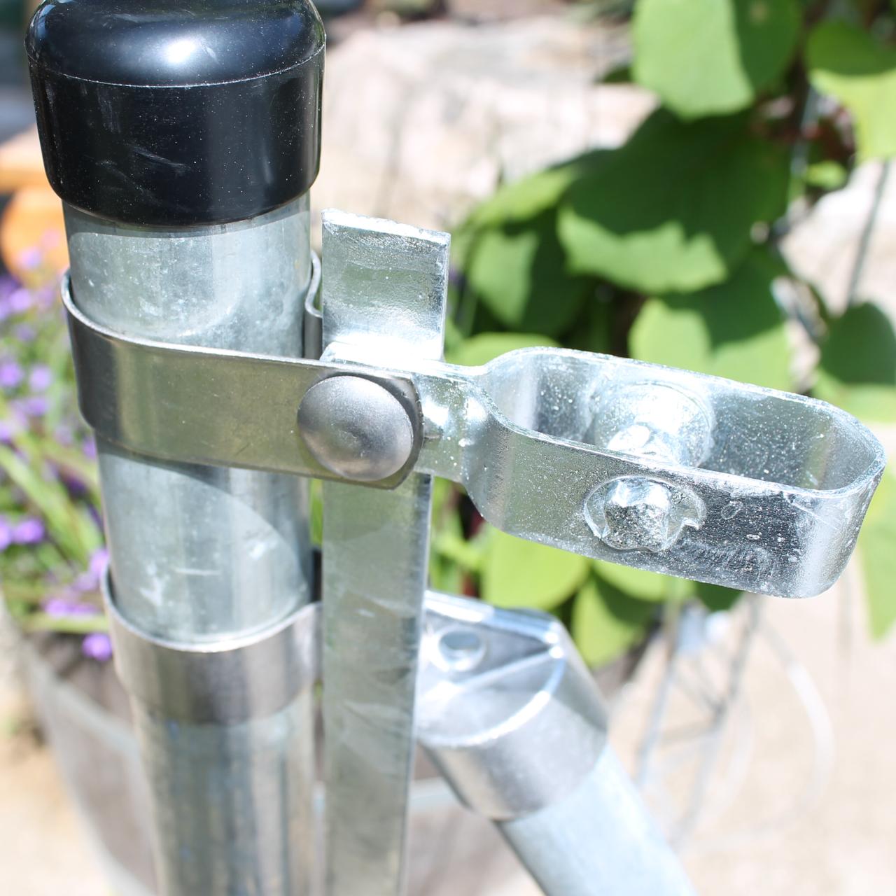 Anfangspfosten-verzinkt-profi-Detail-aussen Zaunhöhe 0800 mm, Pfosten verzinkt Ø 42x1250 mm Anfang-/End