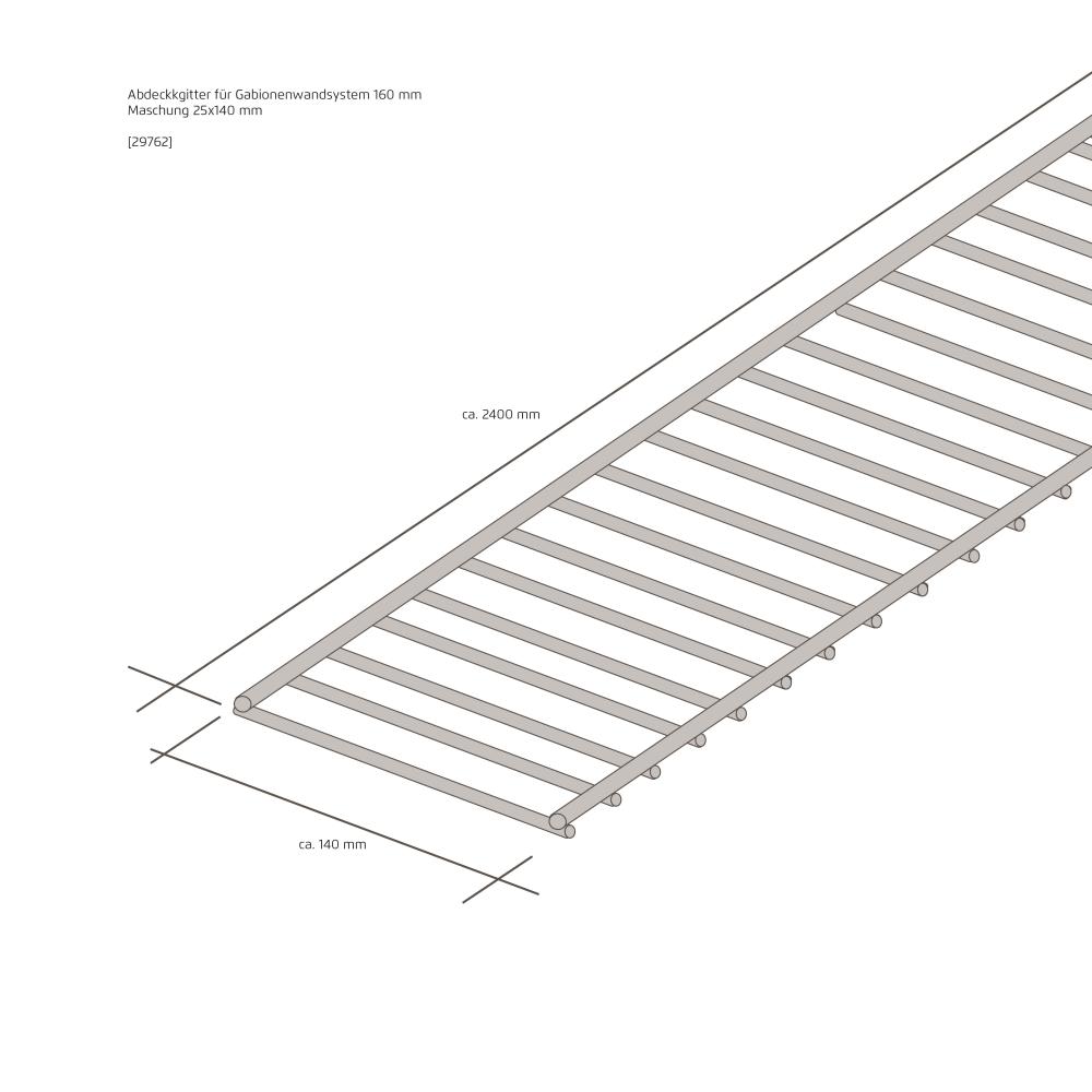 Wandsystem 160 mm Abdeckgitter mit Klammerset