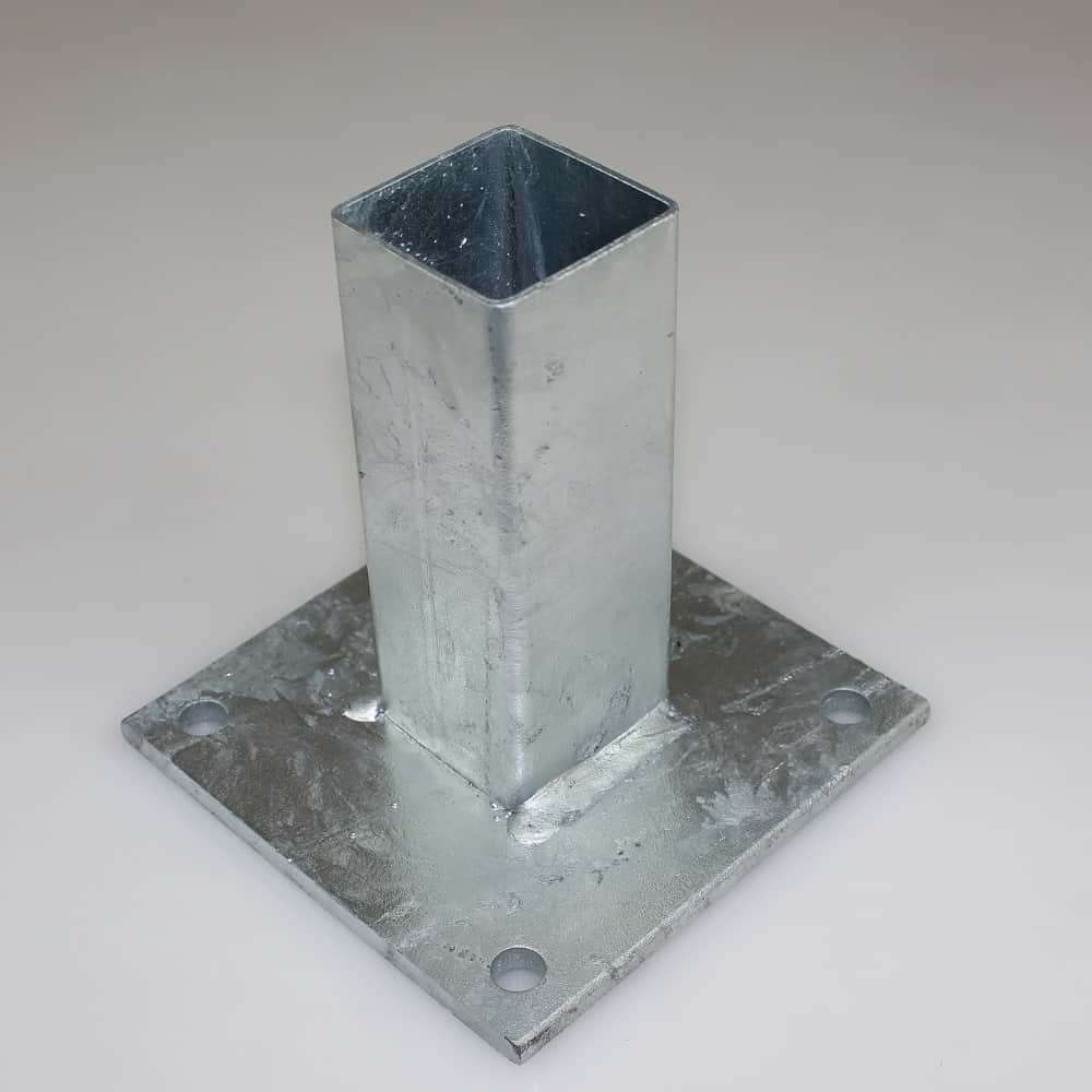 Bodenplatte verzinkt für Quadratrohr 60x60mm / 150x150x8,0 mm