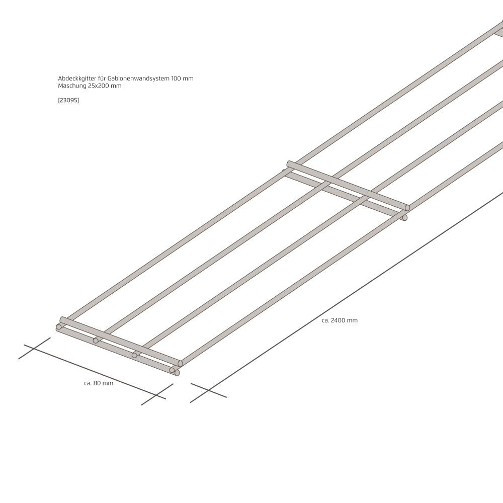 Wandsystem 100 mm Abdeckgitter mit Klammerset