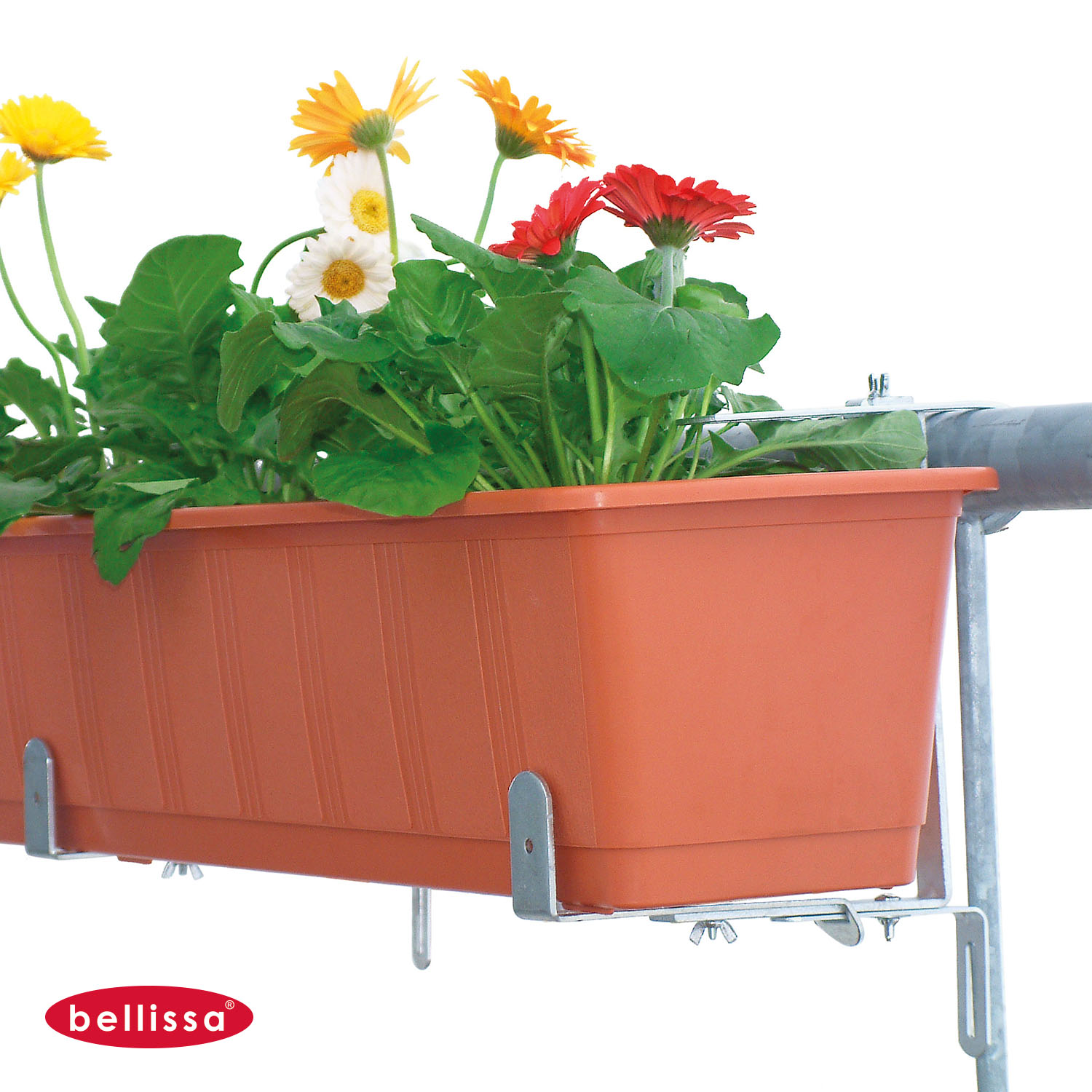 Blumenkastenhalter bis 30 kg 3-fach verzinkt Rundrohrgeländer