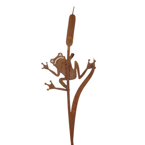 Rost Gartenstab Frosch an Schilfkolben Gr. 3