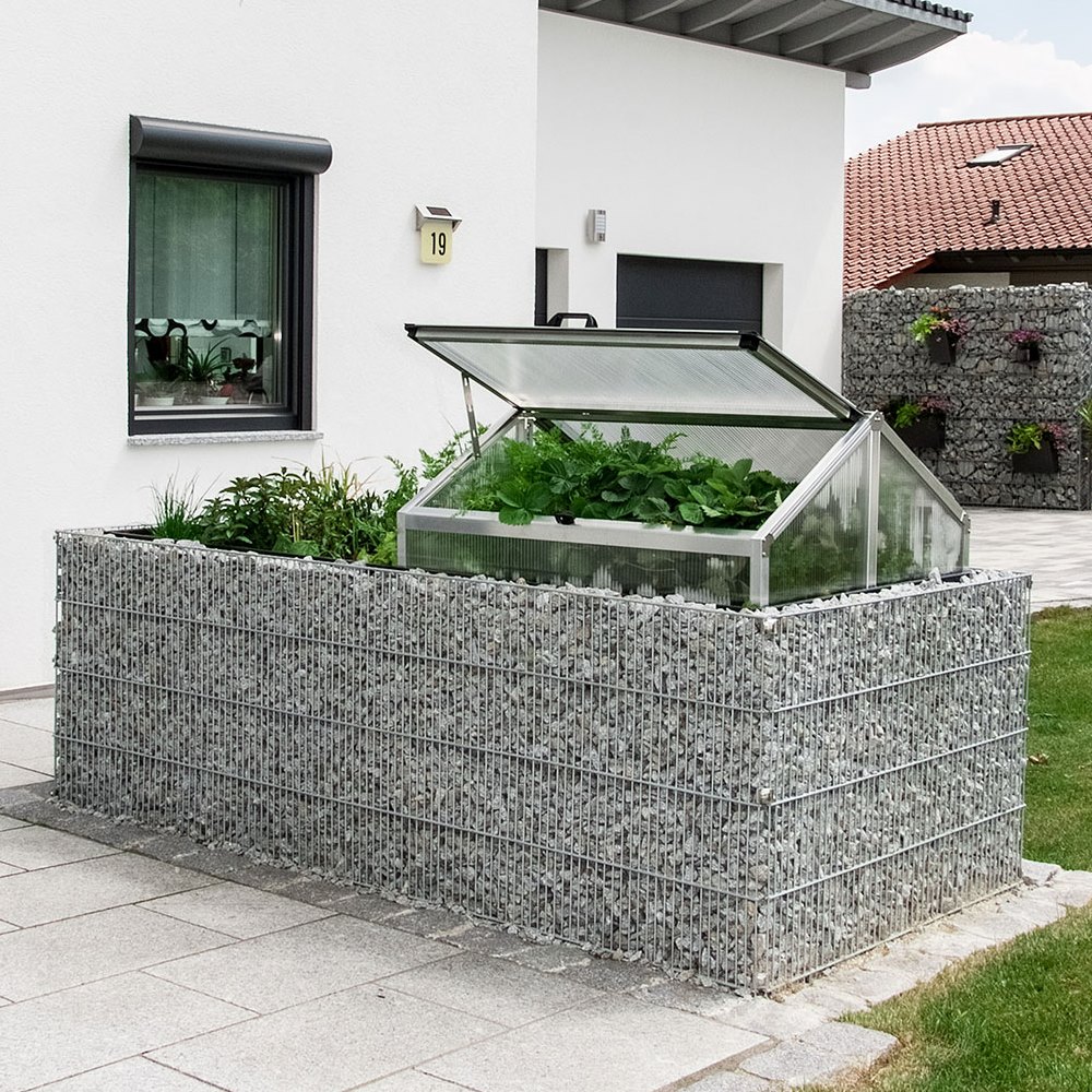 Gabione Hochbeet Frühbeetaufsatz