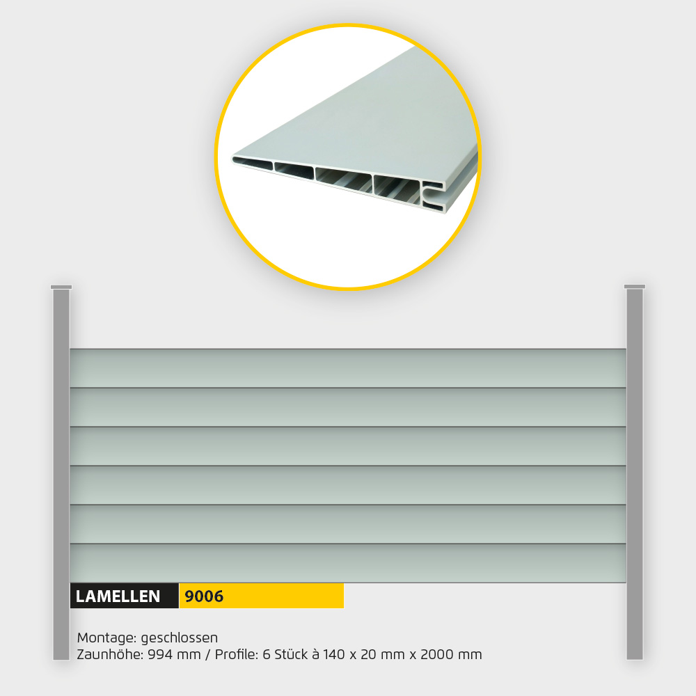 Füllung Aluminium Lamellen ZH 1000 mm Weissalu