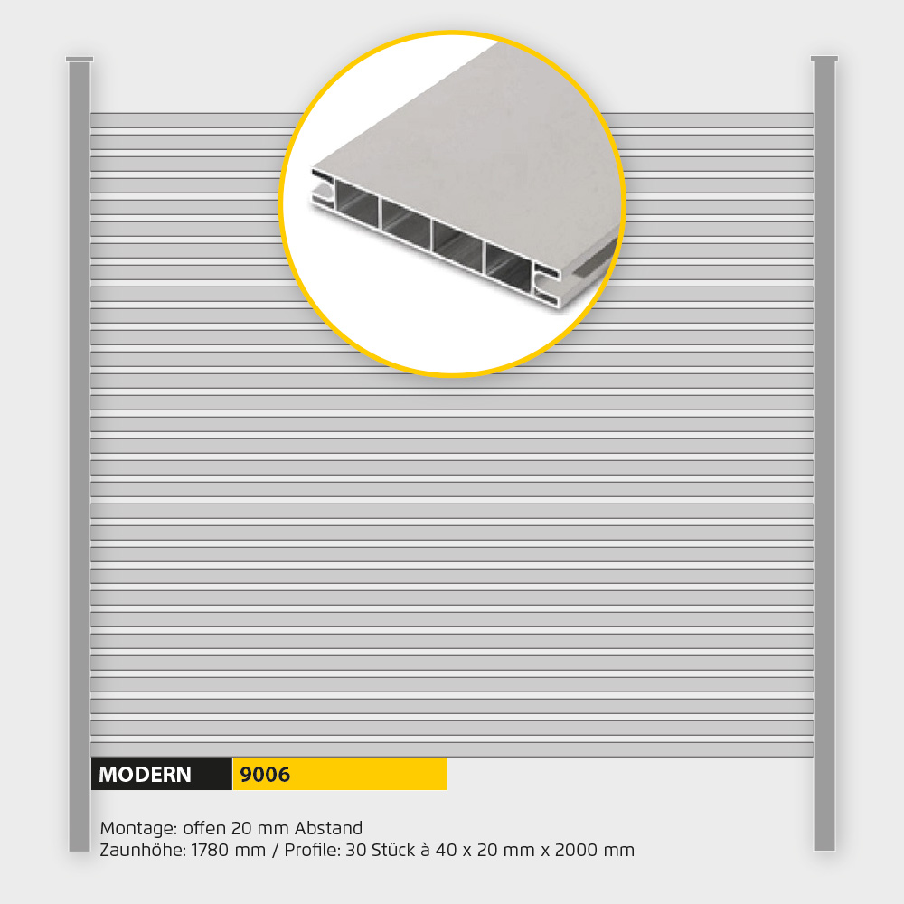 Füllung Aluminium Modern Line ZH 1800 mm Weissalu
