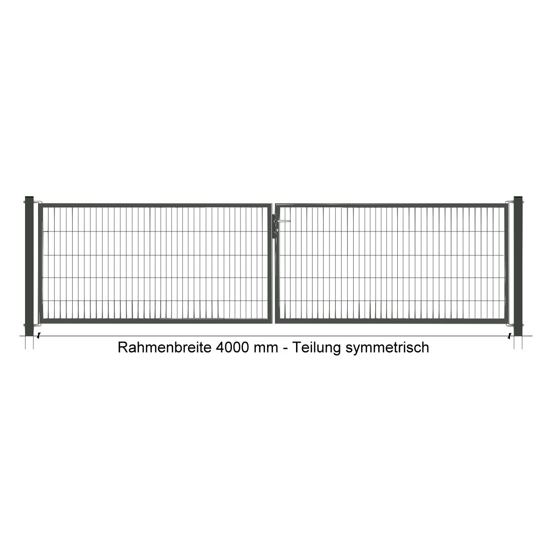Industrie-Kombitor 1600 x 3980 mm, 2-flgl., symmetrisch, anthrazitgrau