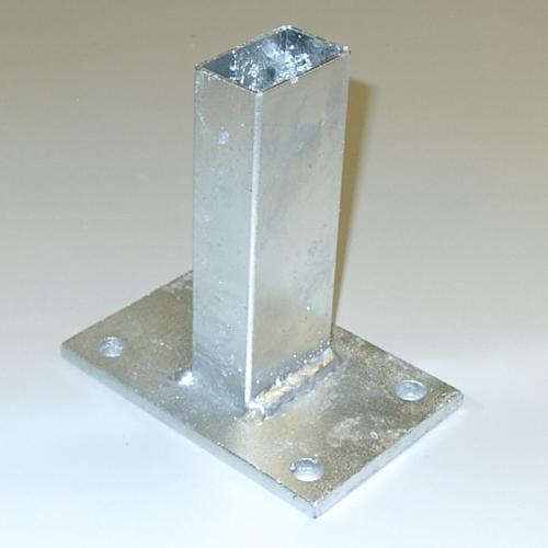 Bodenplatte für Rechteckrohr 60 x 40 mm, 150 x 100 x 6,5 mm, verzinkt