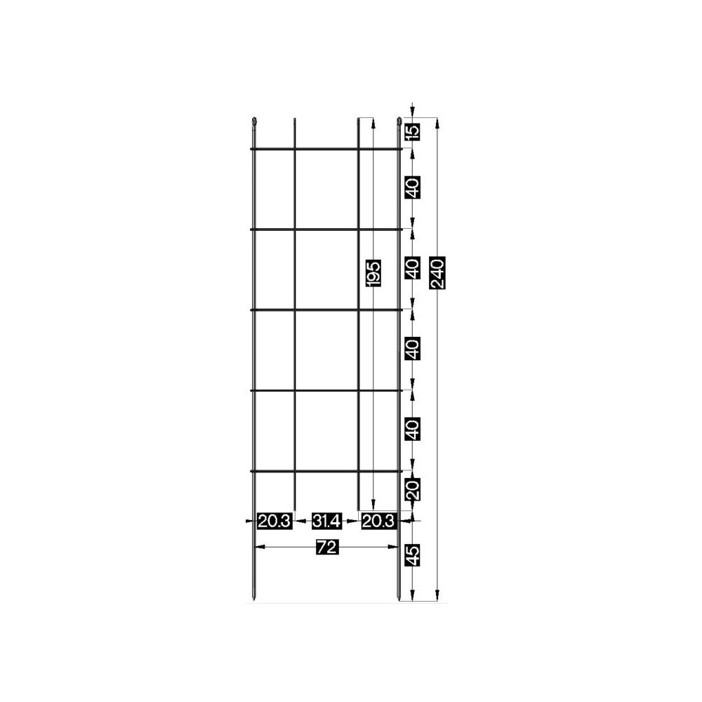Rankspalier massiv 1950 x 0720 mm blank