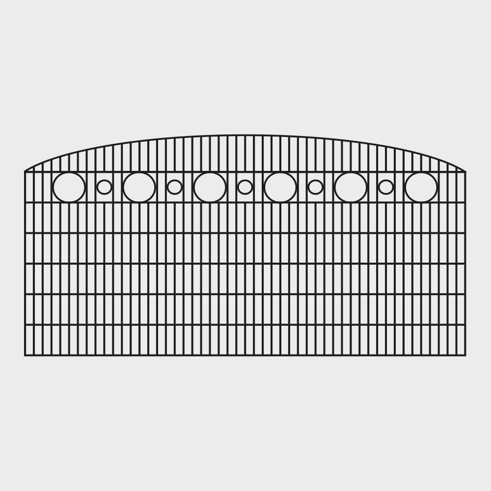 dekogitter-rundbogen-oben-zierkreise Höhe 1400 mm Farbe, Schmuckzaun Rundbogen mit Zierelementen