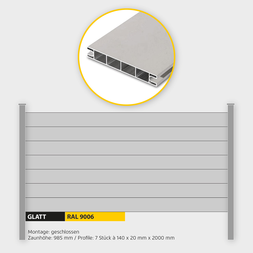 Füllung Aluminium geschlossen ZH 1000 mm Weissalu