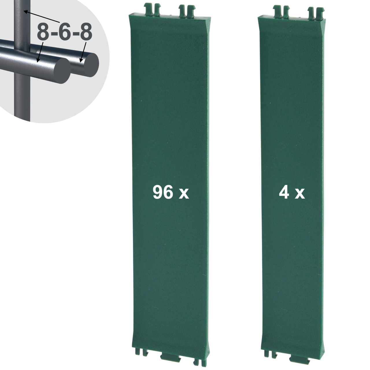 Sichtschutz Clips 8-6-8 mm Moosgrün (100 Stück)