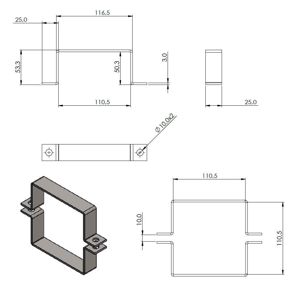 Schelle 110x110 mm verzinkt Mittelschelle