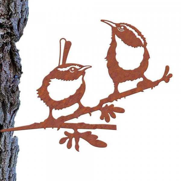 Baumdekoration Zaunkönig Paar Rost Corten