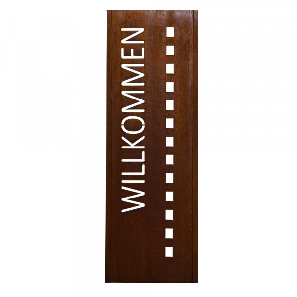 Willkommen Schild Eingang Edelrost 41x150 cm