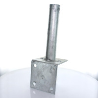 Bodenplatte für Rundpfosten 42mm / auf L-Steine / lang verzinkt