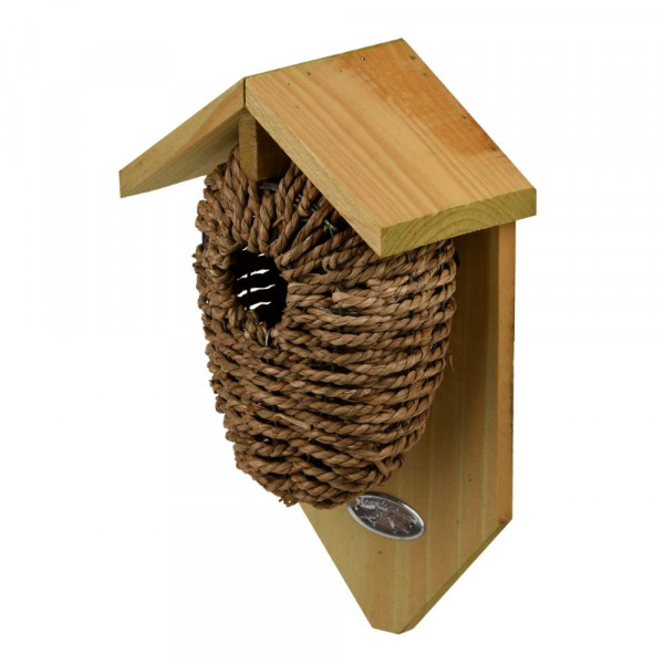Nestbeutel Seegrasfaser mit Holzdach