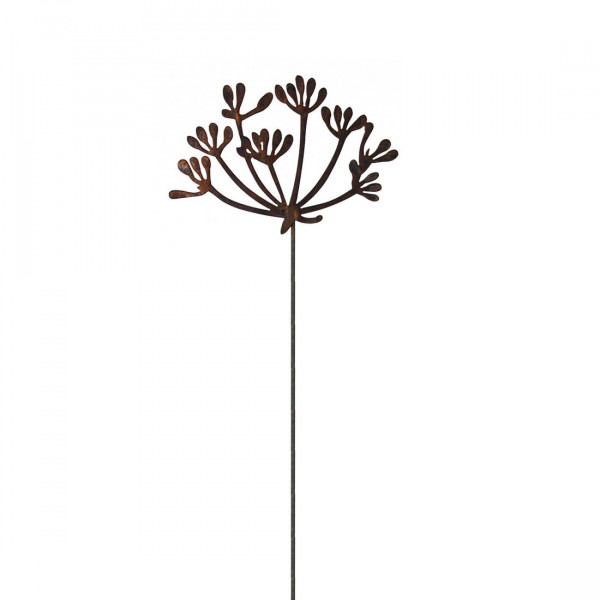Dillblüte Gartenstecker aus Metall Rost Deko Gartenstab