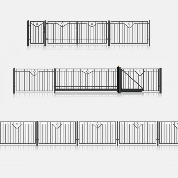 Zaunsystem Schiebetor Frontgitter Lux