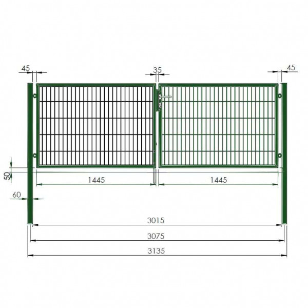 Gartentor 2-flgl. 1.0 x 1.6 metall RAL 6005 grün egidia