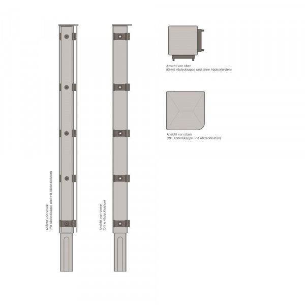 Zaunerhöhung 800 mm Pfostenverlängerung HS Eck verzinkt