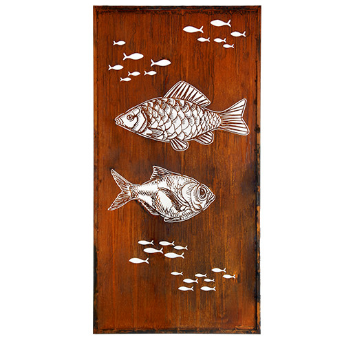 Edelrost Trennwad maritim Fische Dekor Paravent