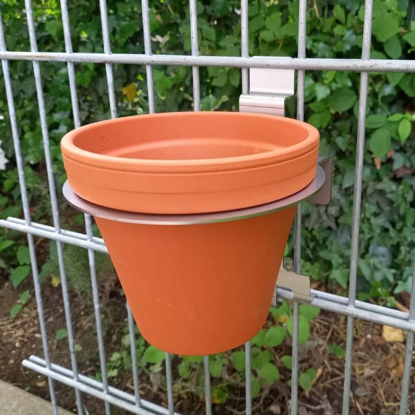 Blumenkastenhalter Doppelstabmatte Ø 140 mm V2A + Topf