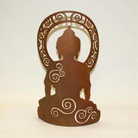 Asiatische Figur meditierend aus Rost
