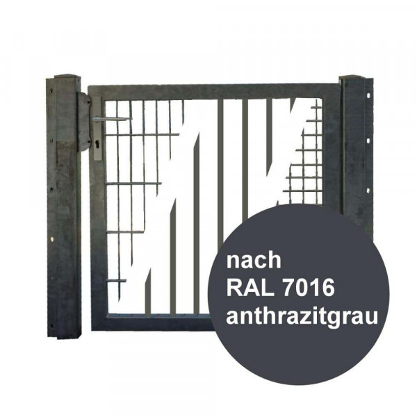 Tor 1,00 x 1,40 m Industrietor einflügelig Anthrazit, Öffnung 180°