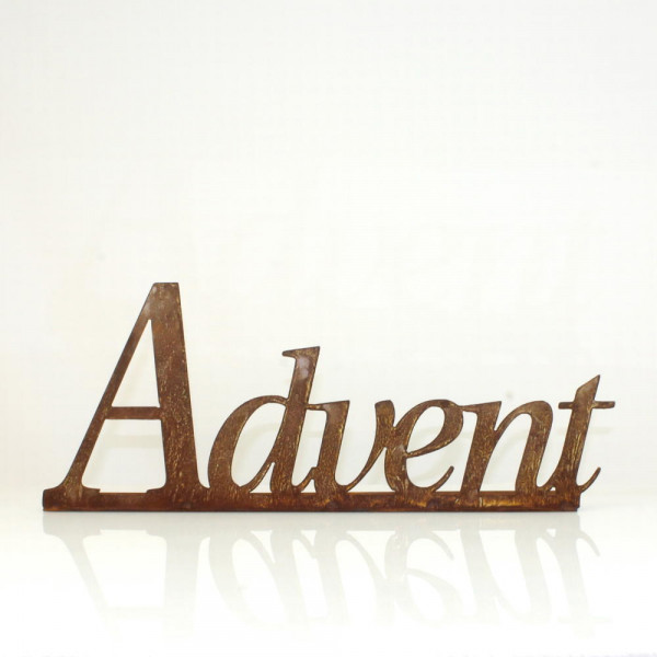 Schriftzug Weihnachten Deko Advent Kranz Rost Corten auf Platte