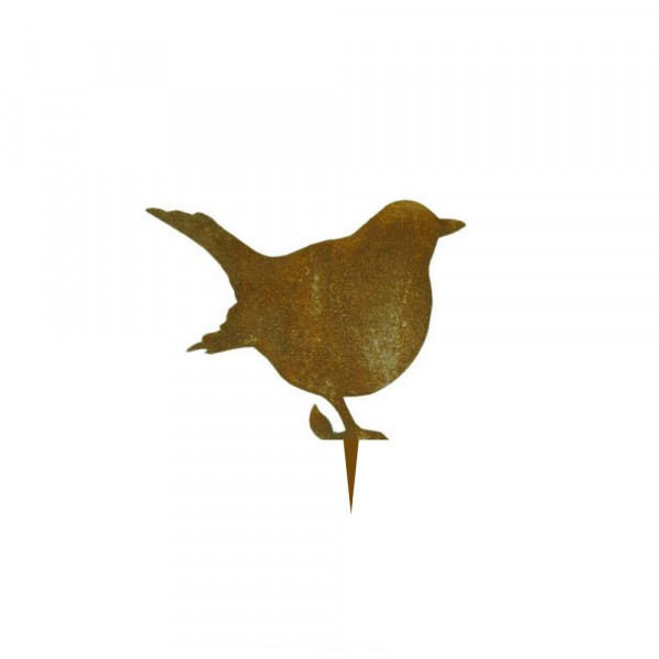 Deko Garten Edelrost Vögelchen dicke Amsel mit Spiess