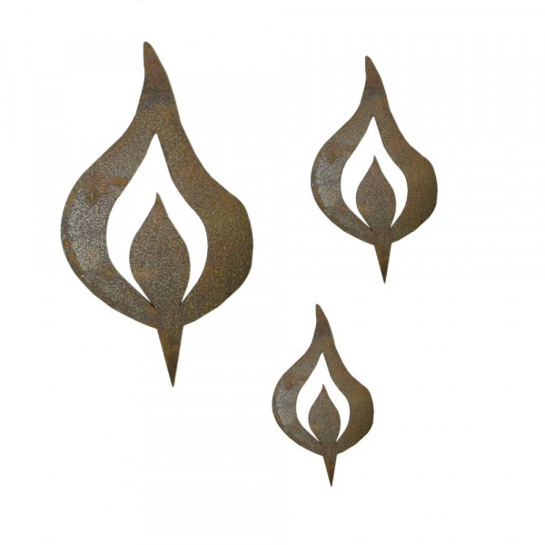 Metallflamme Deko Holzast Deko Weihnachten Winter Set 3er Rost