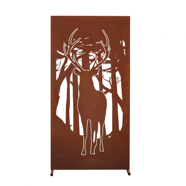 Paravent Sichtschutz mit Hirsch Wald 100x200 cm