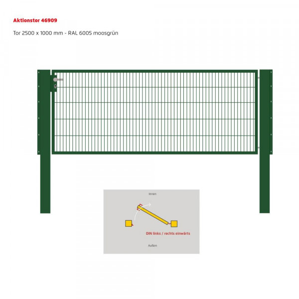 Tor 2500 x 1000 mm 1flgl. grün IGT mit Knauf DIN links/rechts einwärts, Toranlagen, SALE - Toranlagen, Schnäppchenmarkt
