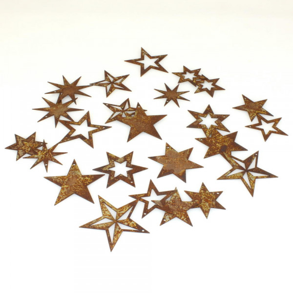 Sterne Rost gemischt 5-9 cm 24 Stück Corten Hängen