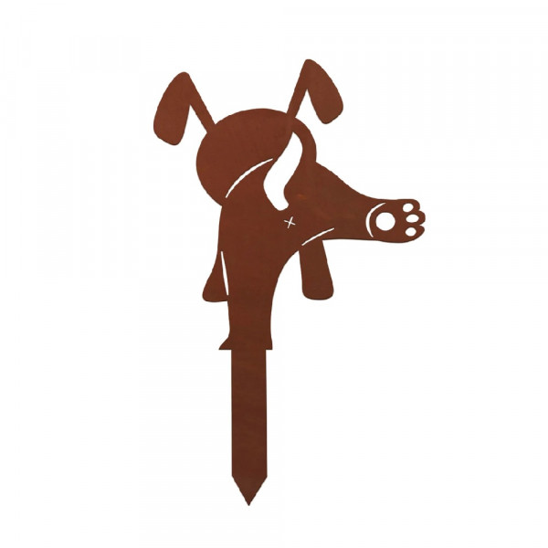 Beetstecker Gartenstecker Metallkunst Hund Pinkelnd