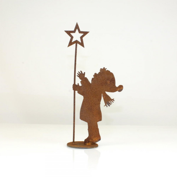 Junge mit Stern Winter auf Platte Deko Weihnachten
