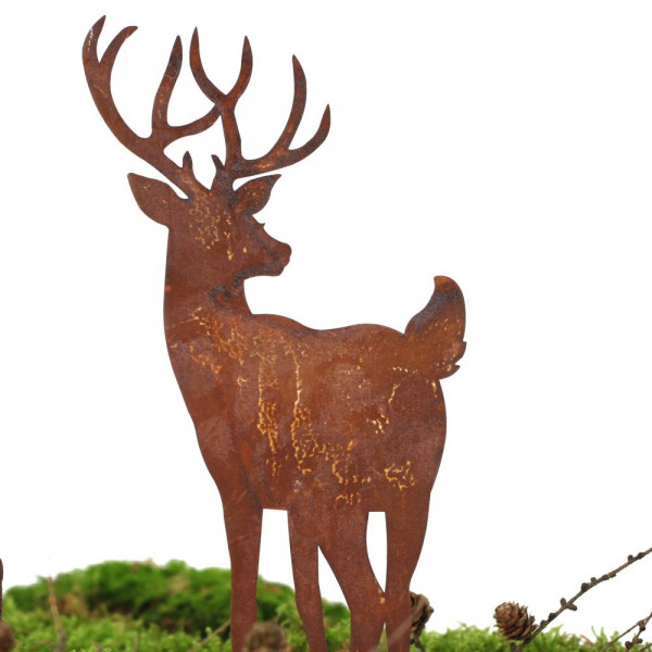 Dekoration aus rostigem Metall Hirsch auf Platte