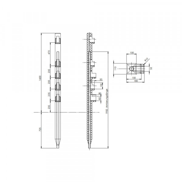 Kunststoff-Koppelzaun braun mit 5-Querriegel